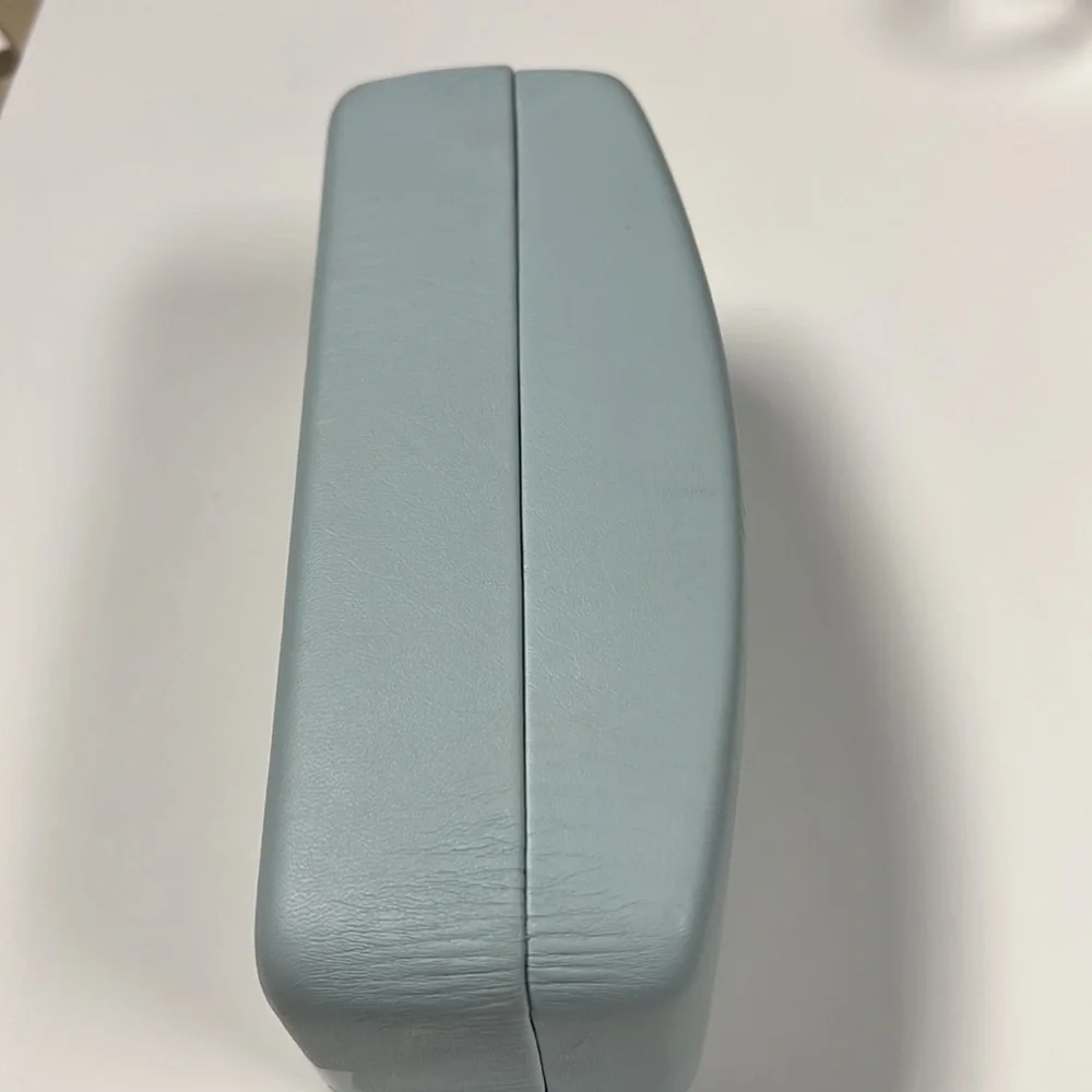 Karen Walker Light Blue Sunglasses Case with Gold Arrow Logo